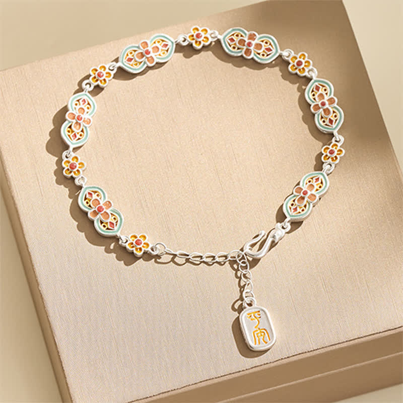 Buddha Stones 銅製エナメル花柄ヒーリングブレスレット - 銅製（手首周り：15～25cm） - image 1