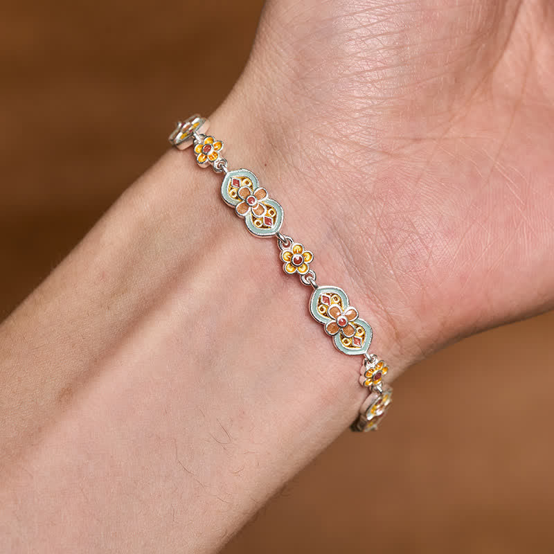 Buddha Stones 銅製エナメル花柄ヒーリングブレスレット - image 3
