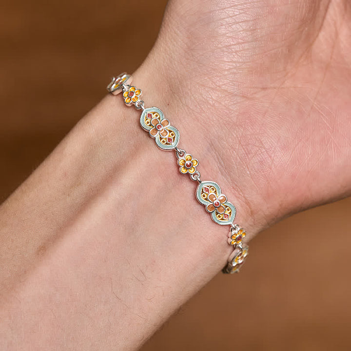 Buddha Stones 銅製エナメル花柄ヒーリングブレスレット - image 3