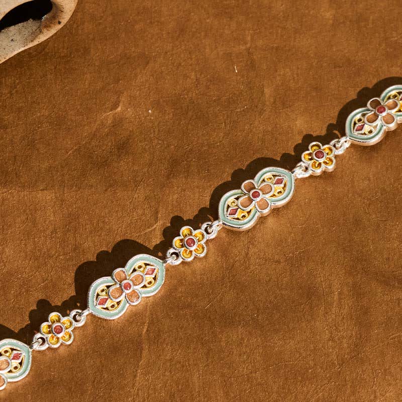 Buddha Stones 銅製エナメル花柄ヒーリングブレスレット - image 5