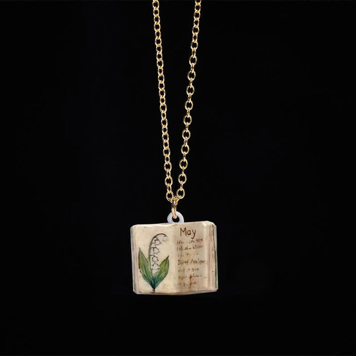 Buddha Stones 銅製誕生花強化ブックデザインバランスペンダントネックレス - スズラン - image 21