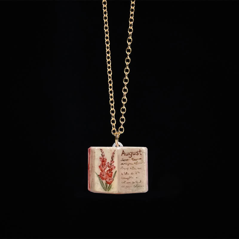 Buddha Stones 銅製誕生花強化ブックデザインバランスペンダントネックレス - グラジオラス - image 29