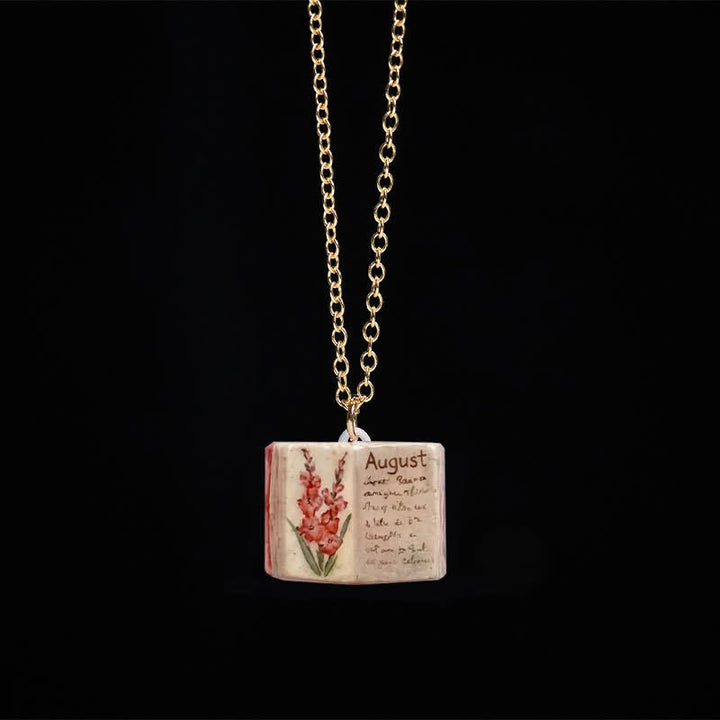 Buddha Stones 銅製誕生花強化ブックデザインバランスペンダントネックレス - グラジオラス - image 29
