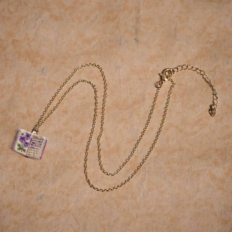 Buddha Stones 銅製誕生花強化ブックデザインバランスペンダントネックレス - image 12