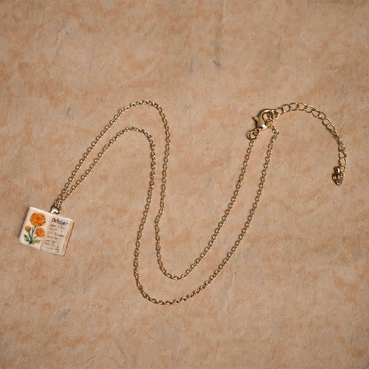 Buddha Stones 銅製誕生花強化ブックデザインバランスペンダントネックレス - image 40