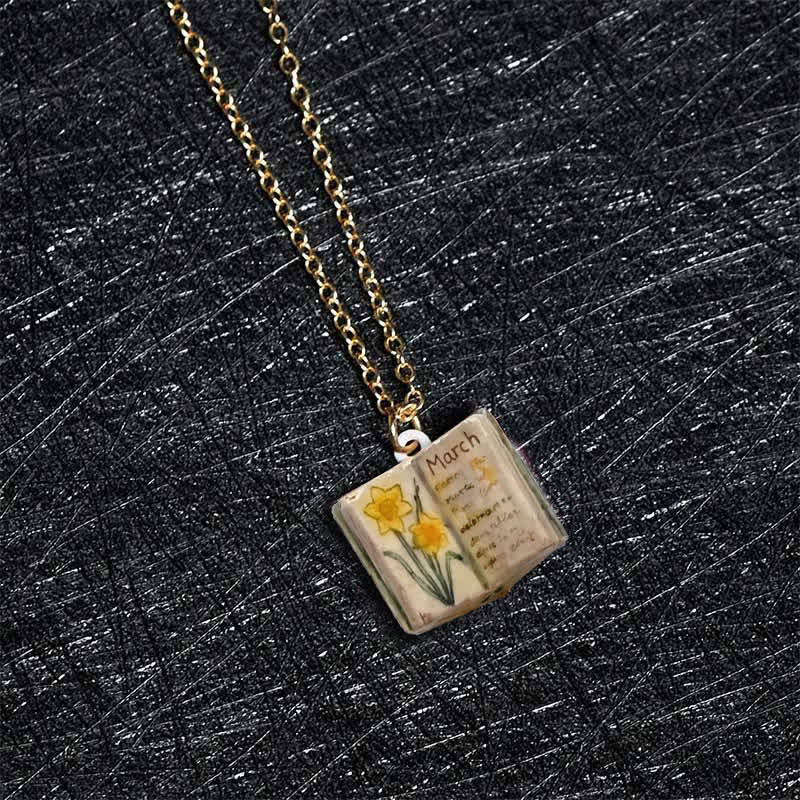 Buddha Stones 銅製誕生花強化ブックデザインバランスペンダントネックレス - image 14
