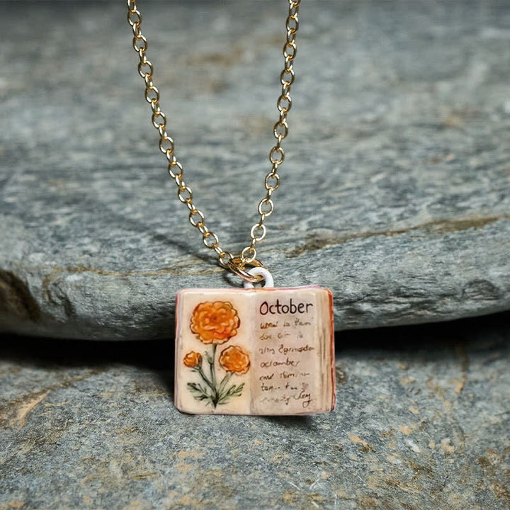 Buddha Stones 銅製誕生花強化ブックデザインバランスペンダントネックレス - image 39