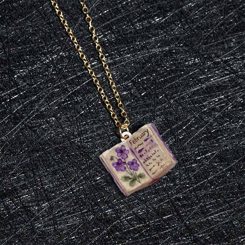 Buddha Stones 銅製誕生花強化ブックデザインバランスペンダントネックレス - image 10