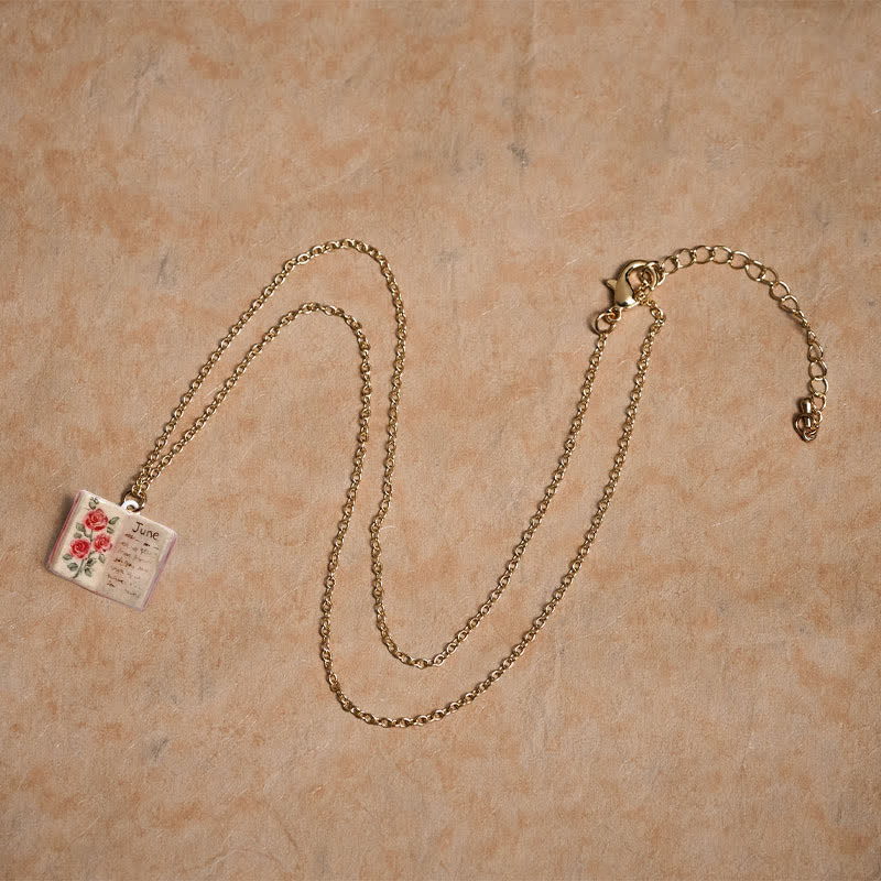 Buddha Stones 銅製誕生花強化ブックデザインバランスペンダントネックレス - image 3
