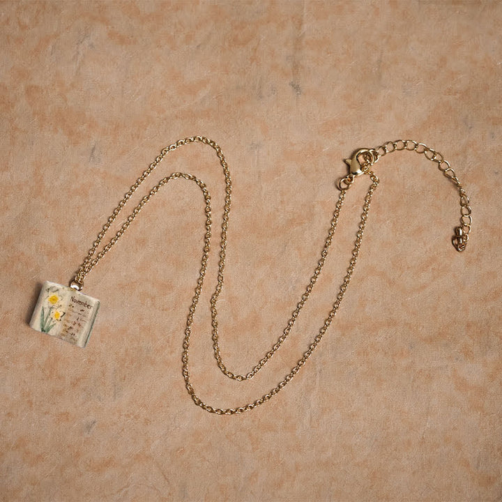 Buddha Stones 銅製誕生花強化ブックデザインバランスペンダントネックレス - image 44