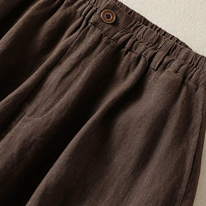 Buddha Stones 夏物カジュアル無地クロップド丈ゴムウエストレディースハーレムパンツ（ポケット付き） - image 12
