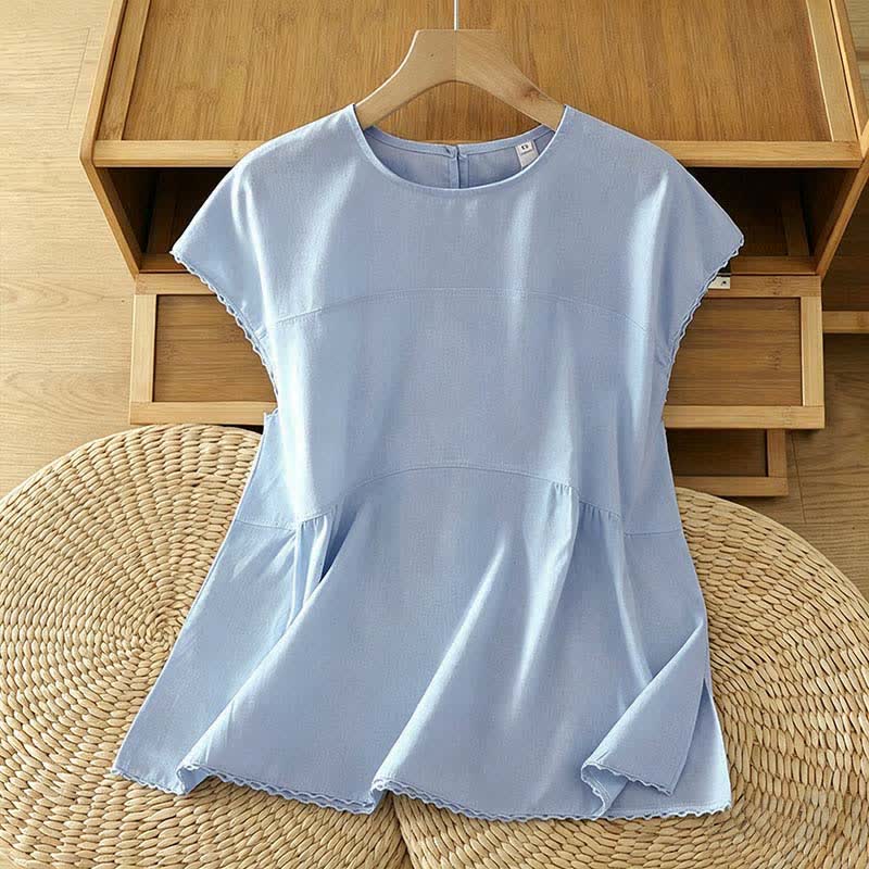 Buddha Stones 夏物カジュアル無地クルーネックキャップスリーブTシャツタンクトップ - パウダーブルー - US14、 UK/AU18、 EU46 (2XL) - image 8