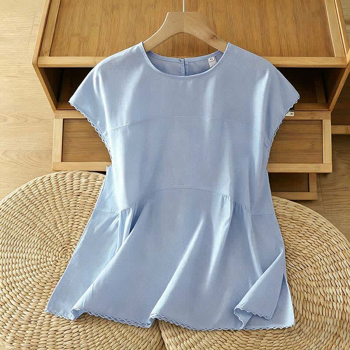 Buddha Stones 夏物カジュアル無地クルーネックキャップスリーブTシャツタンクトップ - パウダーブルー - US14、 UK/AU18、 EU46 (2XL) - image 8