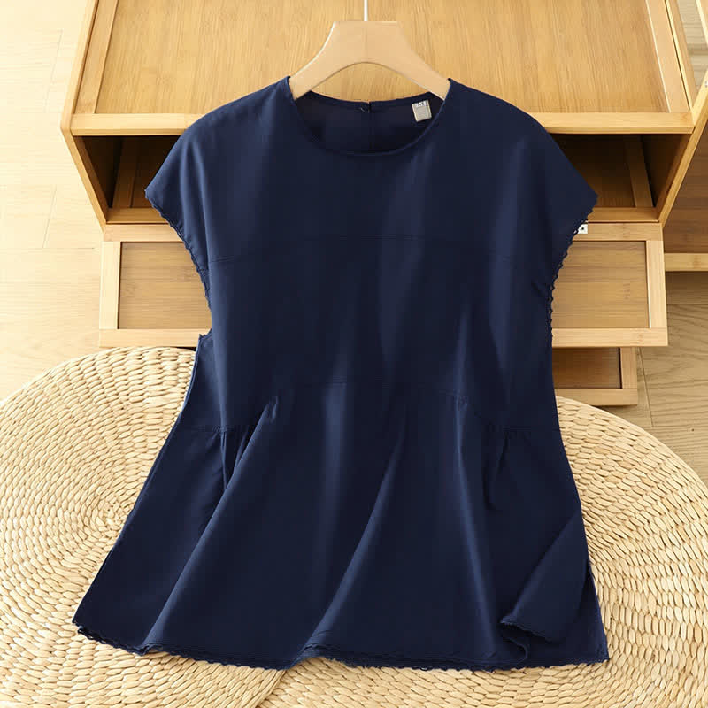 Buddha Stones 夏物カジュアル無地クルーネックキャップスリーブTシャツタンクトップ - ミッドナイトブルー - US14、 UK/AU18、 EU46 (2XL) - image 17