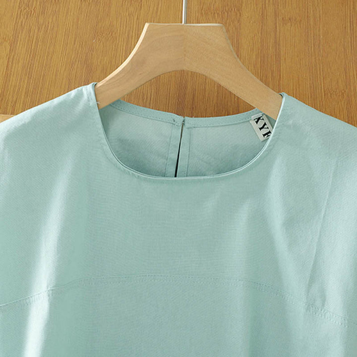 Buddha Stones 夏物カジュアル無地クルーネックキャップスリーブTシャツタンクトップ - image 7