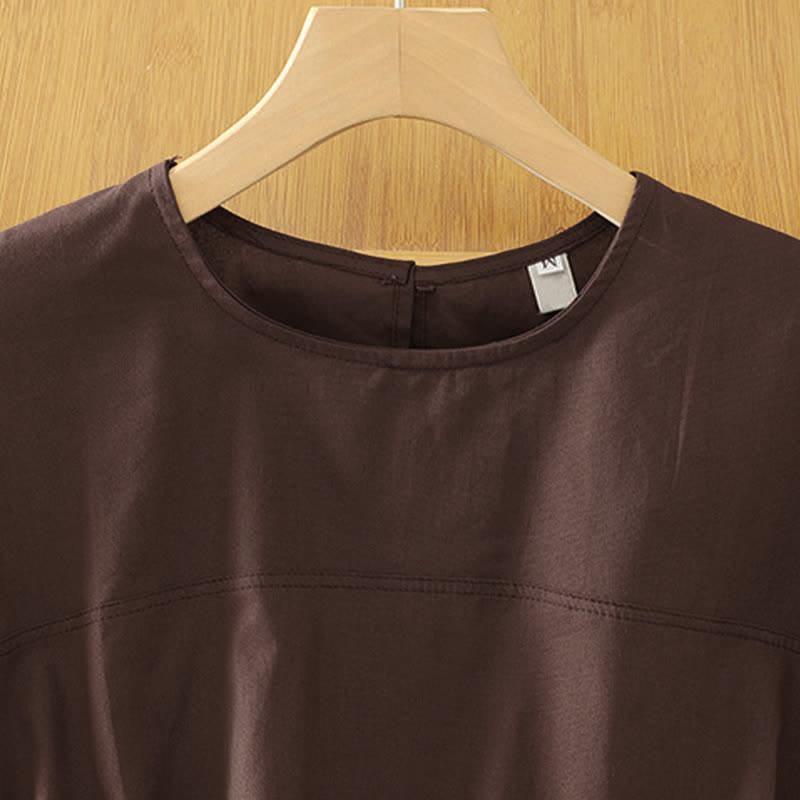 Buddha Stones 夏物カジュアル無地クルーネックキャップスリーブTシャツタンクトップ - image 1