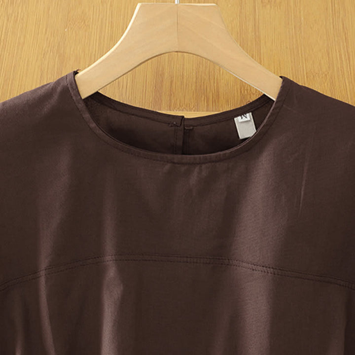 Buddha Stones 夏物カジュアル無地クルーネックキャップスリーブTシャツタンクトップ - image 1