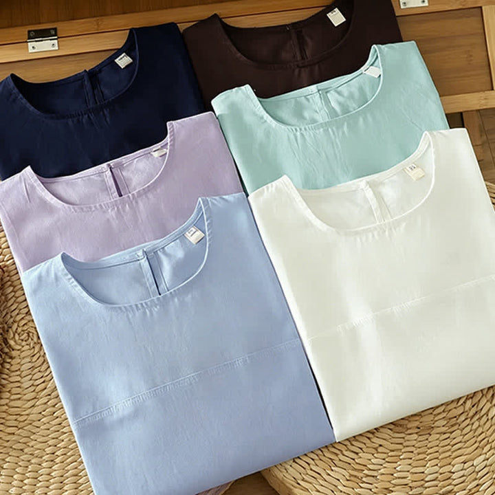 Buddha Stones 夏物カジュアル無地クルーネックキャップスリーブTシャツタンクトップ - image 22