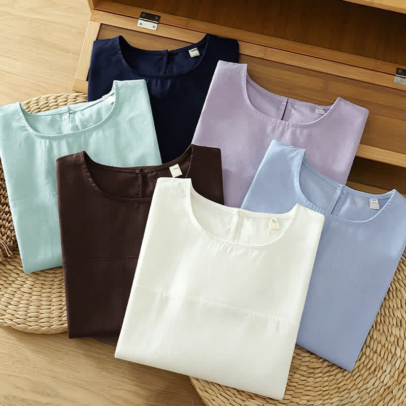 Buddha Stones 夏物カジュアル無地クルーネックキャップスリーブTシャツタンクトップ - image 21