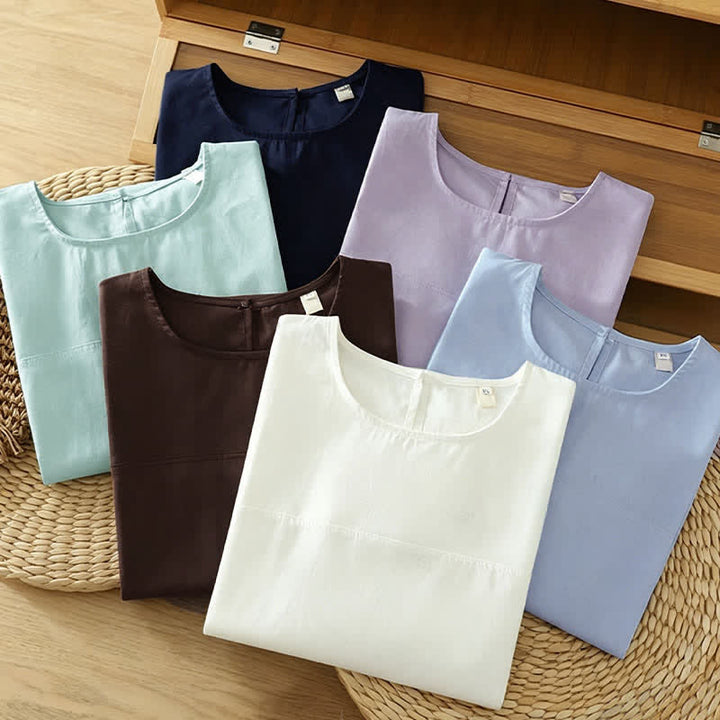 Buddha Stones 夏物カジュアル無地クルーネックキャップスリーブTシャツタンクトップ - image 21