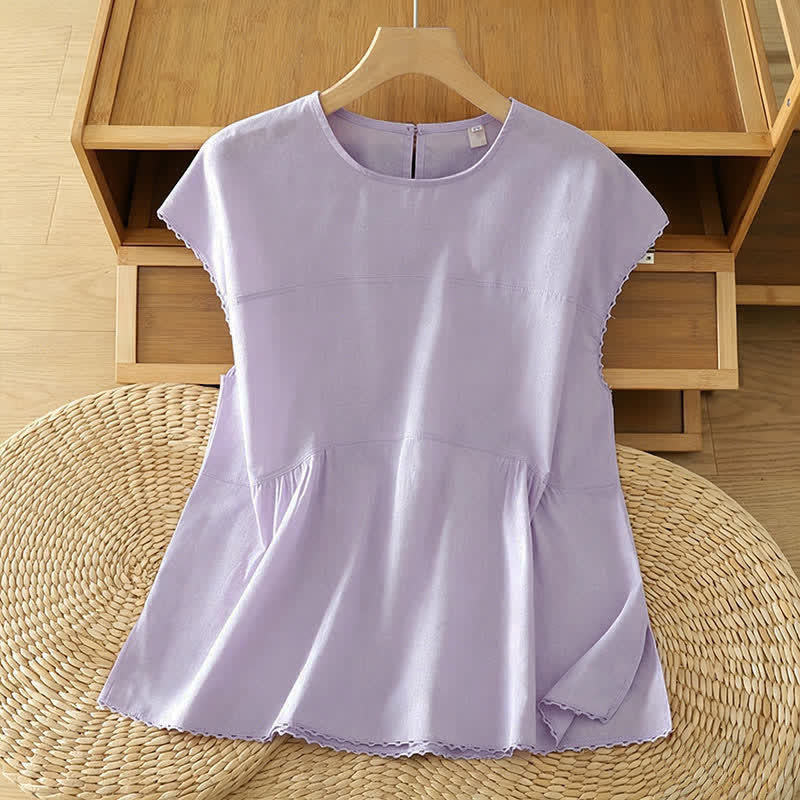 Buddha Stones 夏物カジュアル無地クルーネックキャップスリーブTシャツタンクトップ - ラベンダー - US14、 UK/AU18、 EU46 (2XL) - image 12