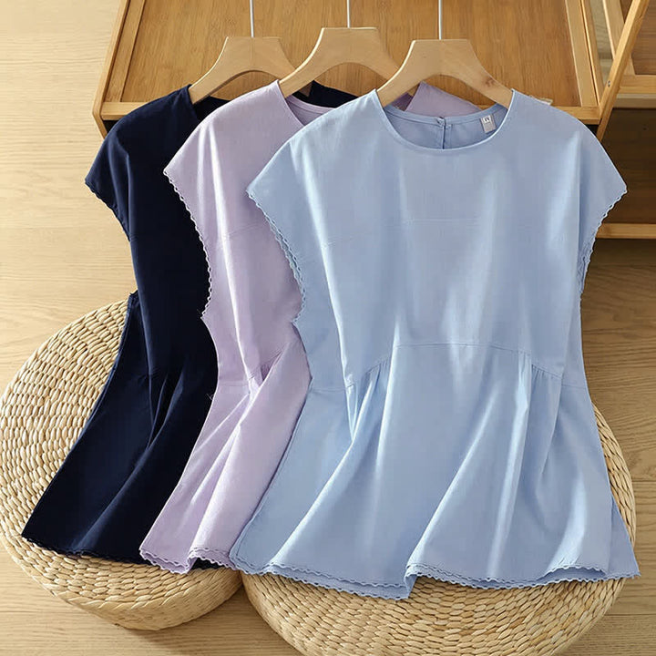 Buddha Stones 夏物カジュアル無地クルーネックキャップスリーブTシャツタンクトップ - image 20