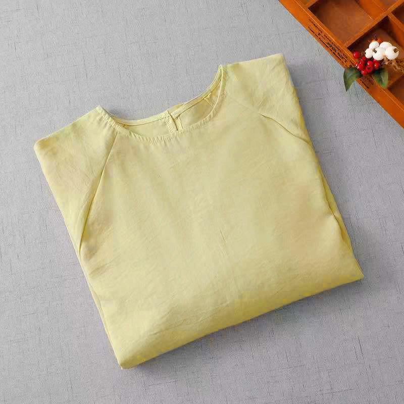 Buddha Stones 春夏カジュアルミニマリストクルーネック無地レディース長袖Tシャツ - image 12