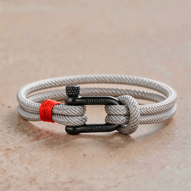 Buddha Stones チタン鋼製シャックル刺激ブレスレット - グレーのロープ、黒いバックル - 手首周り：7.9～8.2インチ（20～21cm） - image 16
