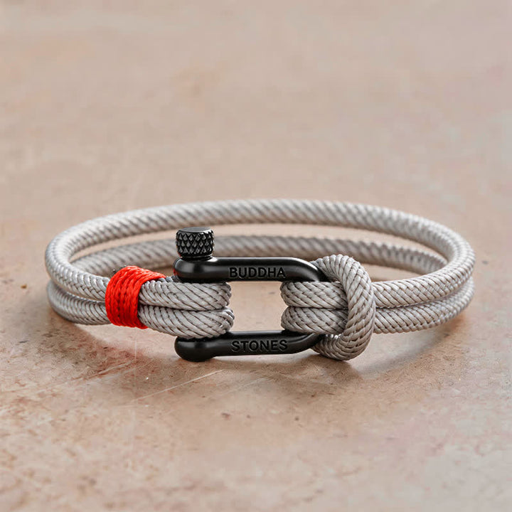 Buddha Stones チタン鋼製シャックル刺激ブレスレット - グレーのロープ、黒いバックル - 手首周り：7.9～8.2インチ（20～21cm） - image 16