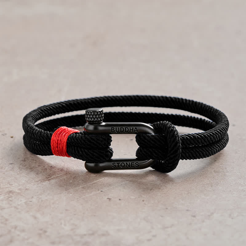 Buddha Stones チタン鋼製シャックル刺激ブレスレット - 黒いロープ、黒いバックル - 手首周り：7.9～8.2インチ（20～21cm） - image 15