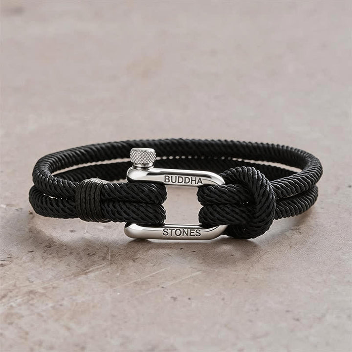 Buddha Stones チタン鋼製シャックルロープ強化ブレスレット - 黒いロープと銀色のバックル - 手首周り：7.9～8.2インチ（20～21cm） - image 13