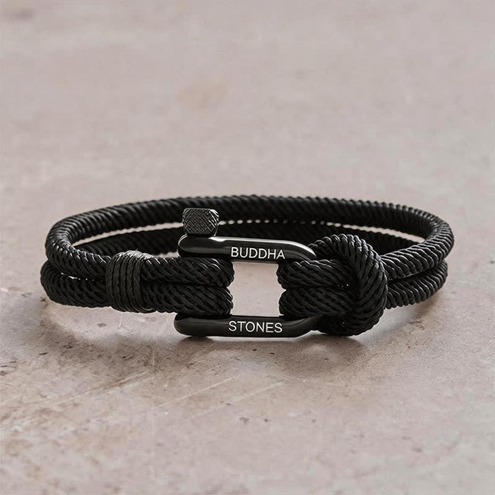 Buddha Stones チタン鋼製シャックルロープ強化ブレスレット - 黒いロープ、黒いバックル - 手首周り：7.9～8.2インチ（20～21cm） - image 7