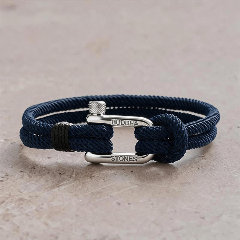 Buddha Stones チタン鋼製シャックルロープ強化ブレスレット - 青いロープと銀色のバックル - 手首周り：7.9～8.2インチ（20～21cm） - image 14