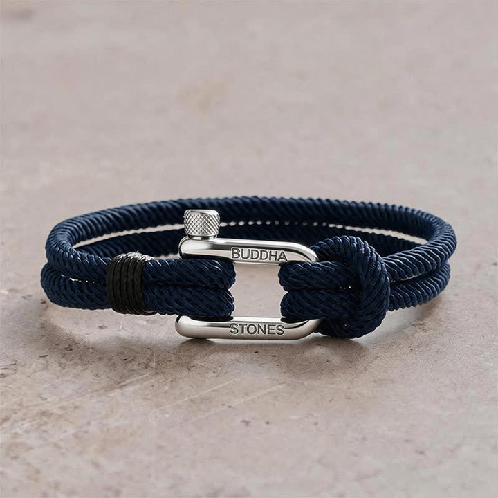 Buddha Stones チタン鋼製シャックルロープ強化ブレスレット - 青いロープと銀色のバックル - 手首周り：7.9～8.2インチ（20～21cm） - image 14
