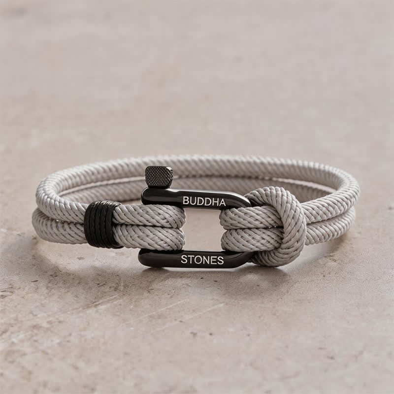Buddha Stones チタン鋼製シャックルロープ強化ブレスレット - グレーのロープ、黒いバックル - 手首周り：7.9～8.2インチ（20～21cm） - image 10