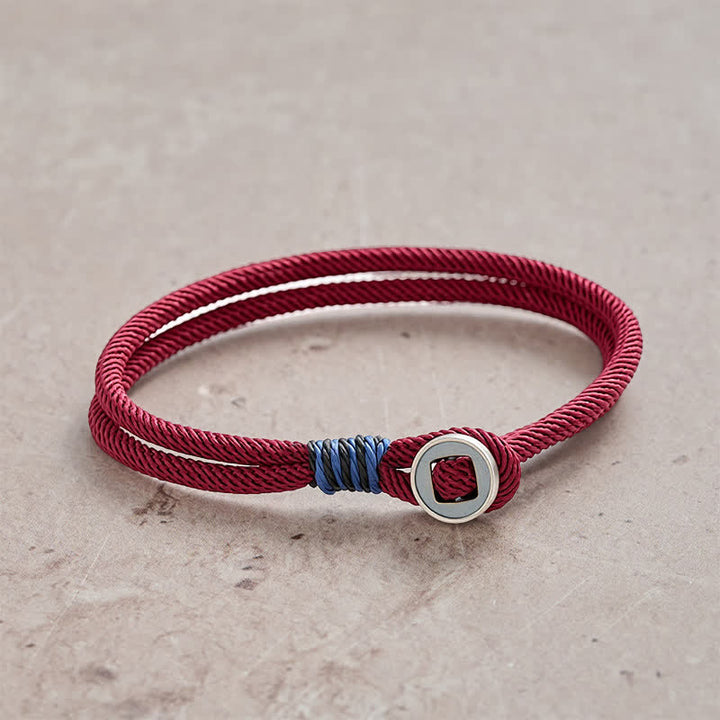 Buddha Stones 925スターリングシルバー製ダブルラップボタン守護ブレスレット - ブルゴーニュ - 手首周り：7.9～8.2インチ（20～21cm） - image 0