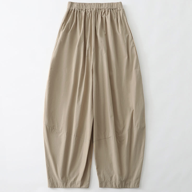 Buddha Stones 夏物カジュアルミニマリスト無地クロップドパンツレディースハーレムパンツ（ポケット付き） - image 1