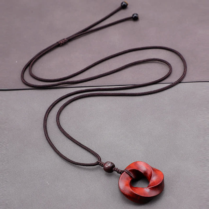 Buddha Stones レッドサンダルウッド製インフィニットノットエタニティロープペンダントネックレス - image 7