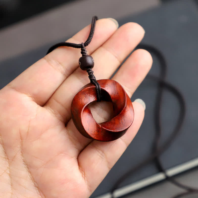 Buddha Stones レッドサンダルウッド製インフィニットノットエタニティロープペンダントネックレス - image 10