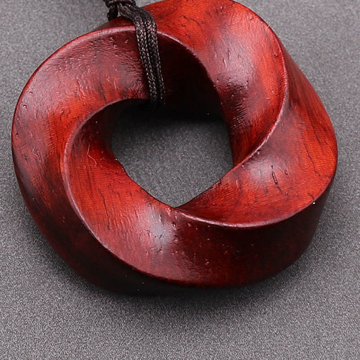 Buddha Stones レッドサンダルウッド製インフィニットノットエタニティロープペンダントネックレス - image 11