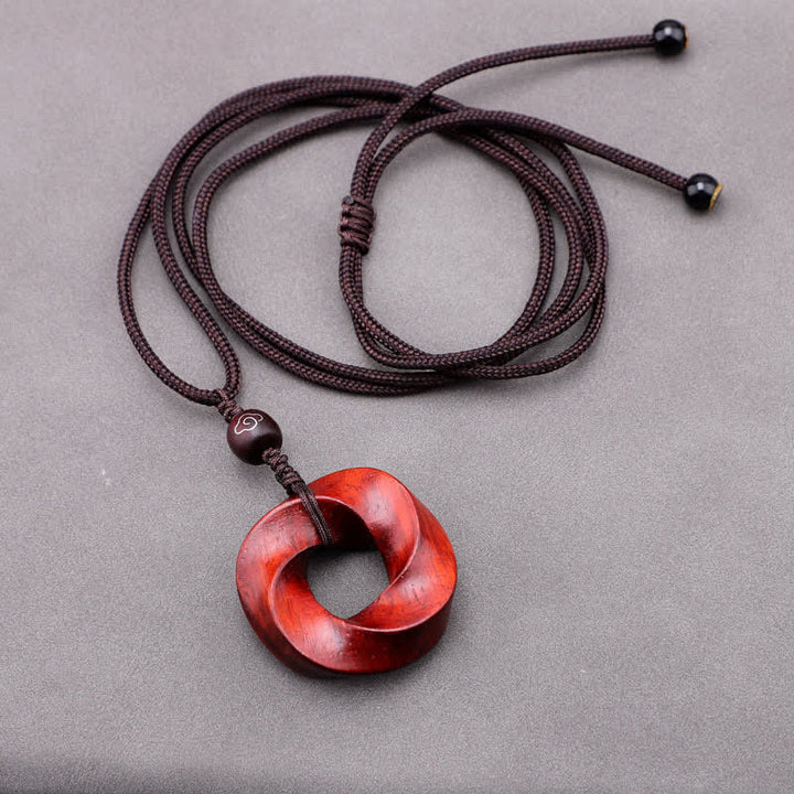 Buddha Stones レッドサンダルウッド製インフィニットノットエタニティロープペンダントネックレス - image 6