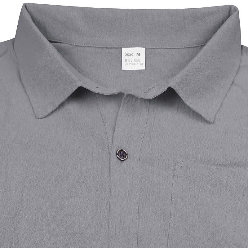 Buddha Stones 夏物カジュアルミニマリストボタンアップ無地メンズノースリーブシャツ - グレー - US/UK/AU44、 EU54 (3XL) - image 25