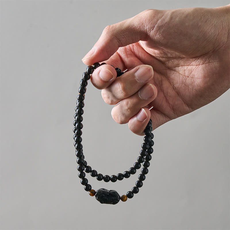 Buddha Stones 貔貅（ひきゅう）レインボーオブシディアン（黒曜石）富の手彫りビーズブレスレット - image 14