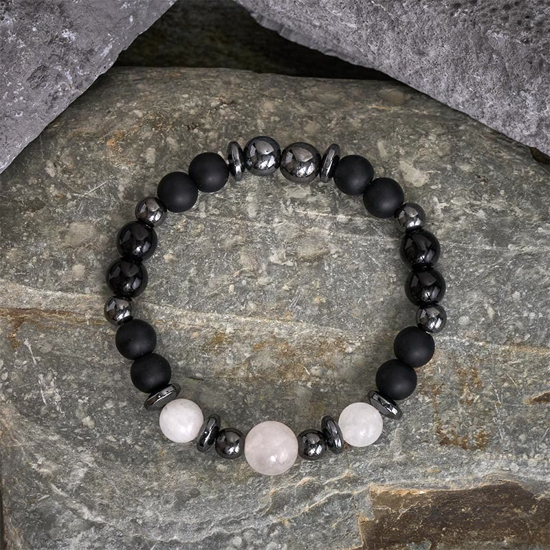 Buddha Stones ヘマタイトブラックビーズサポートブレスレット - ヘマタイト（手首周り15～16cm） - image 0
