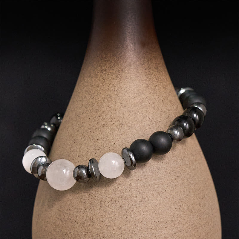 Buddha Stones ヘマタイトブラックビーズサポートブレスレット - image 1