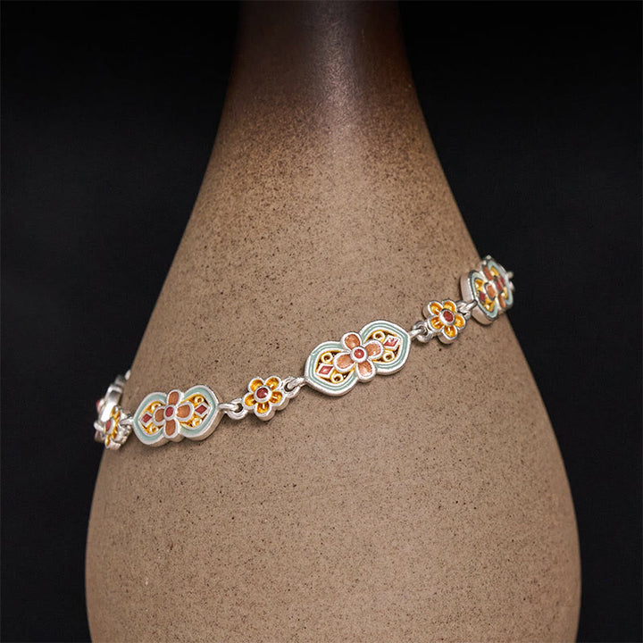 Buddha Stones 銅製エナメル花柄ヒーリングブレスレット - image 0