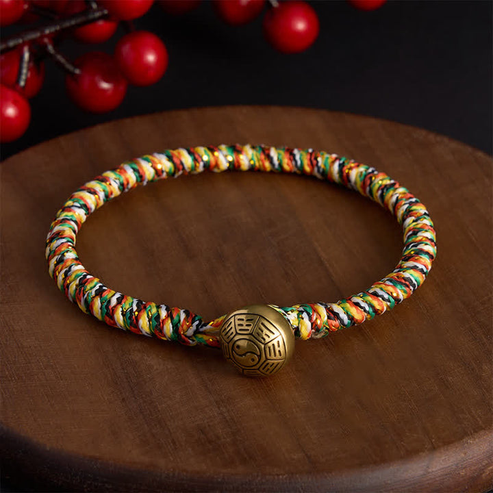 Buddha Stones 手織りのカラフルな糸を使った蓮のバランス編みブレスレット - 八卦 - 7.5インチ（19cm） - image 0