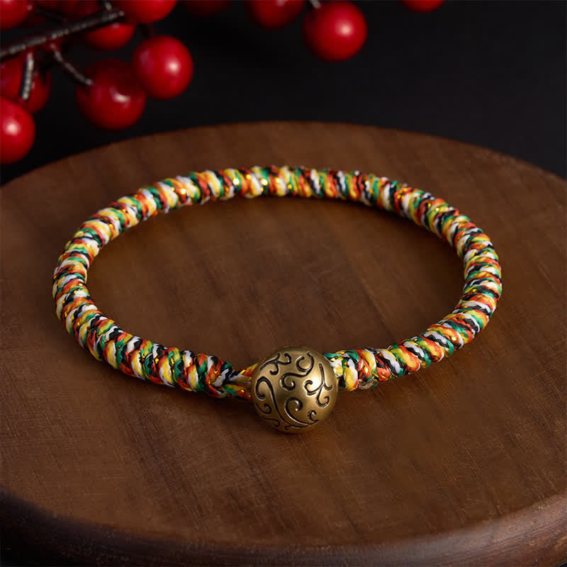 Buddha Stones 手織りのカラフルな糸を使った蓮のバランス編みブレスレット - 縁起の良い雲 - 7.5インチ（19cm） - image 15