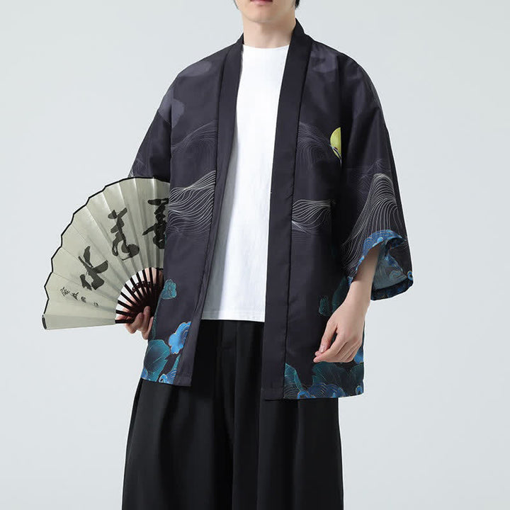 Buddha Stones 夏物カジュアル ヴィンテージ 鶴柄 メンズ着物 - 山 - US/UK/AU48, EU58 （5XL） - image 24