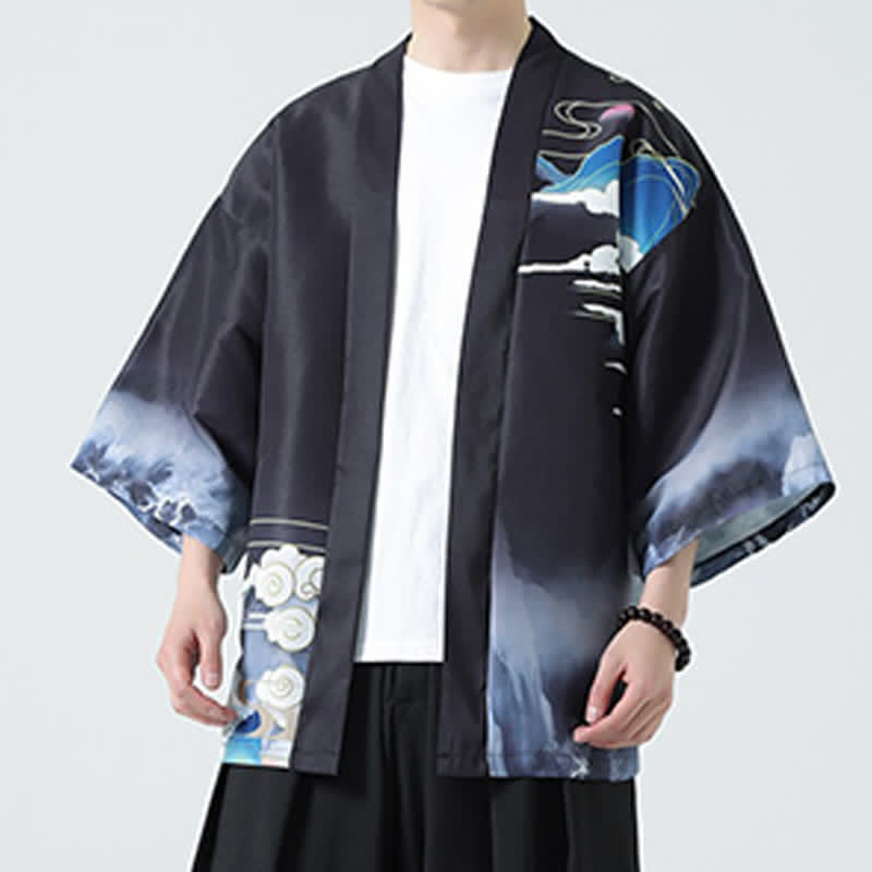 Buddha Stones 夏物カジュアル ヴィンテージ 鶴柄 メンズ着物 - image 10